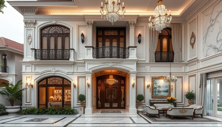 Chi tiết dự án nhà phố biệt thự quận 3 340m2 phong cách cổ điển hiện đại