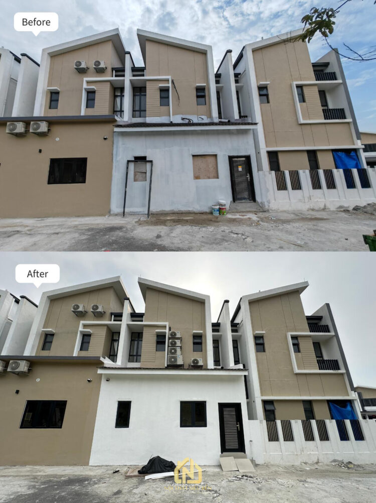 Mặt tiền trước và sau cải tạo nhà phố Phường Bình Thới