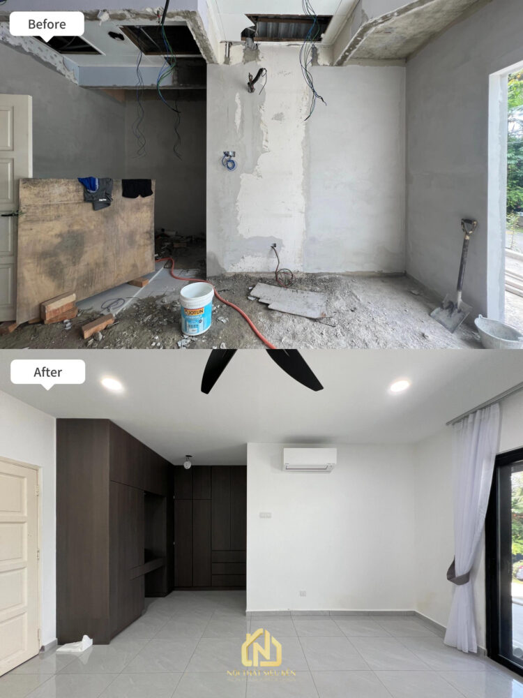 Phòng nghỉ trước và sau cải tạo nhà phố Tân Sơn Nhất
