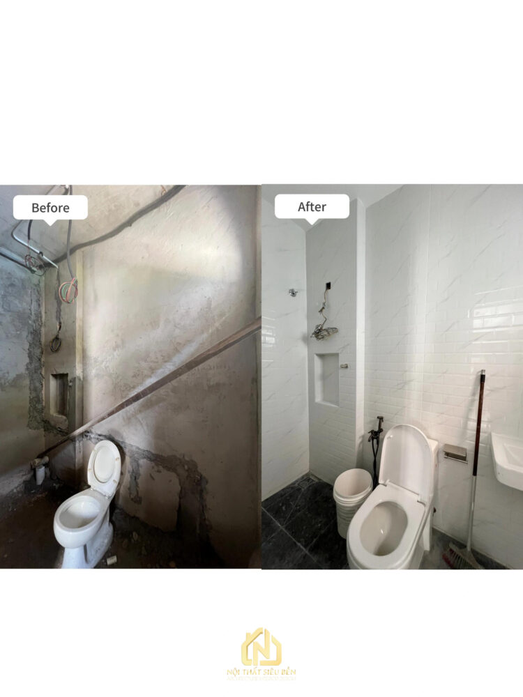 Nhà vệ sinh trước và sau cải tạo nhà phố Phường Tân Sơn Nhất