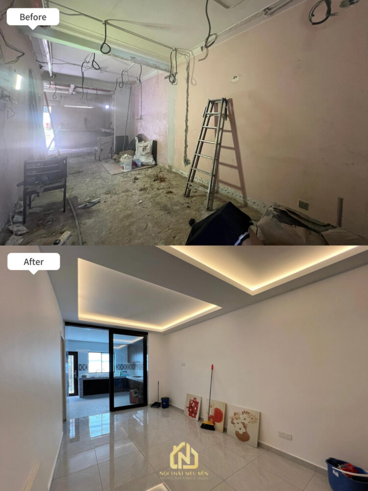 Tầng trệt trước sau cải tạo nhà phố Phường Tân Sơn Nhất