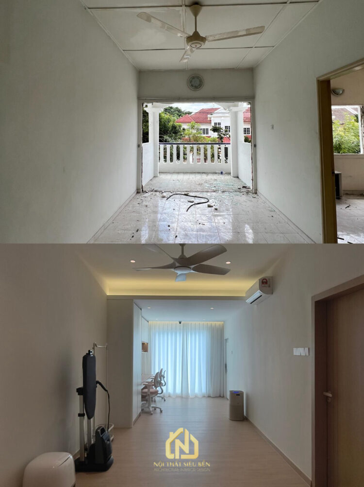 Khu sinh hoạt chung trước và sau cải tạo nhà phố Tân Phú