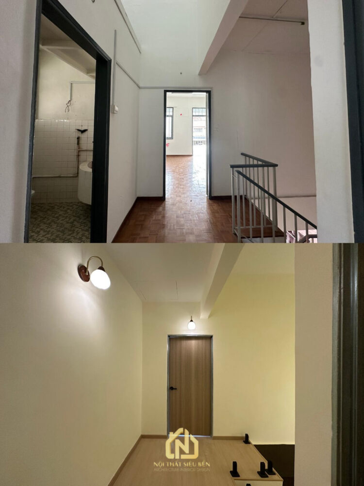 Khu vực chuyển tiếp trước sau cải tạo nhà phố Quận 7