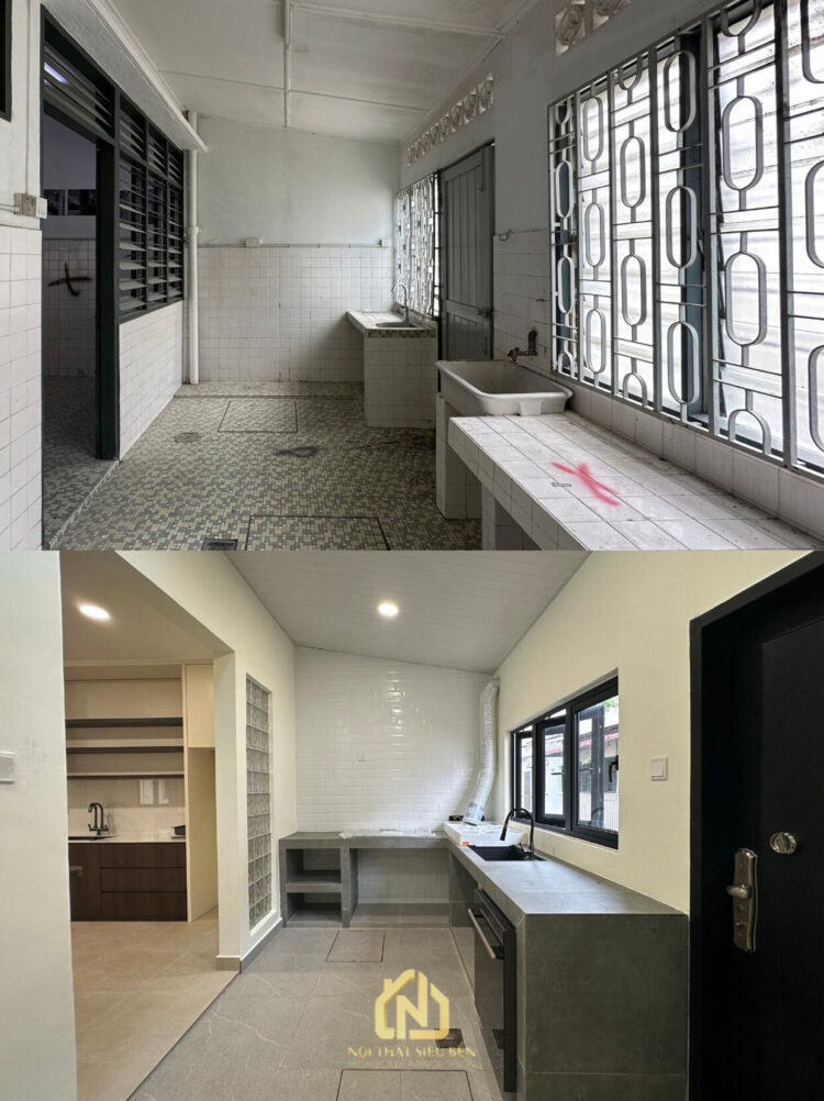 Khu phụ trợ trước và sau cải tạo nhà phố Phường Tân Mỹ