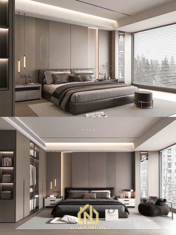 Phòng ngủ master của công trình xây nhà trọn gói