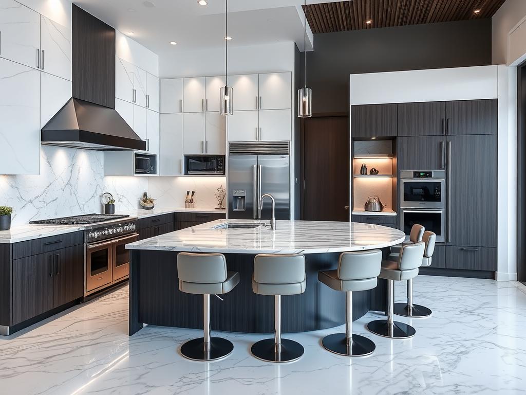 Không gian bếp hiện đại với thiết bị cao cấp