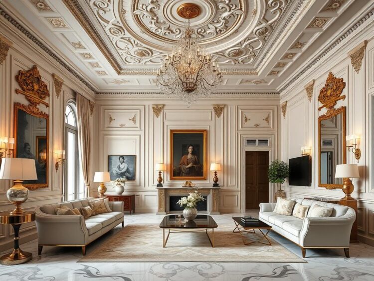 Nội thất phòng khách nhà phố tân cổ điển tại Thủ Đức