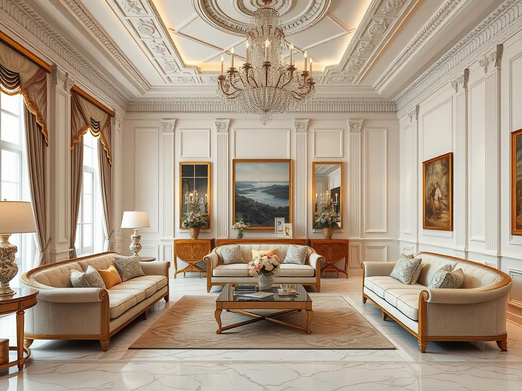 Phòng khách nhà phố 230m2 phong cách Neo Classic