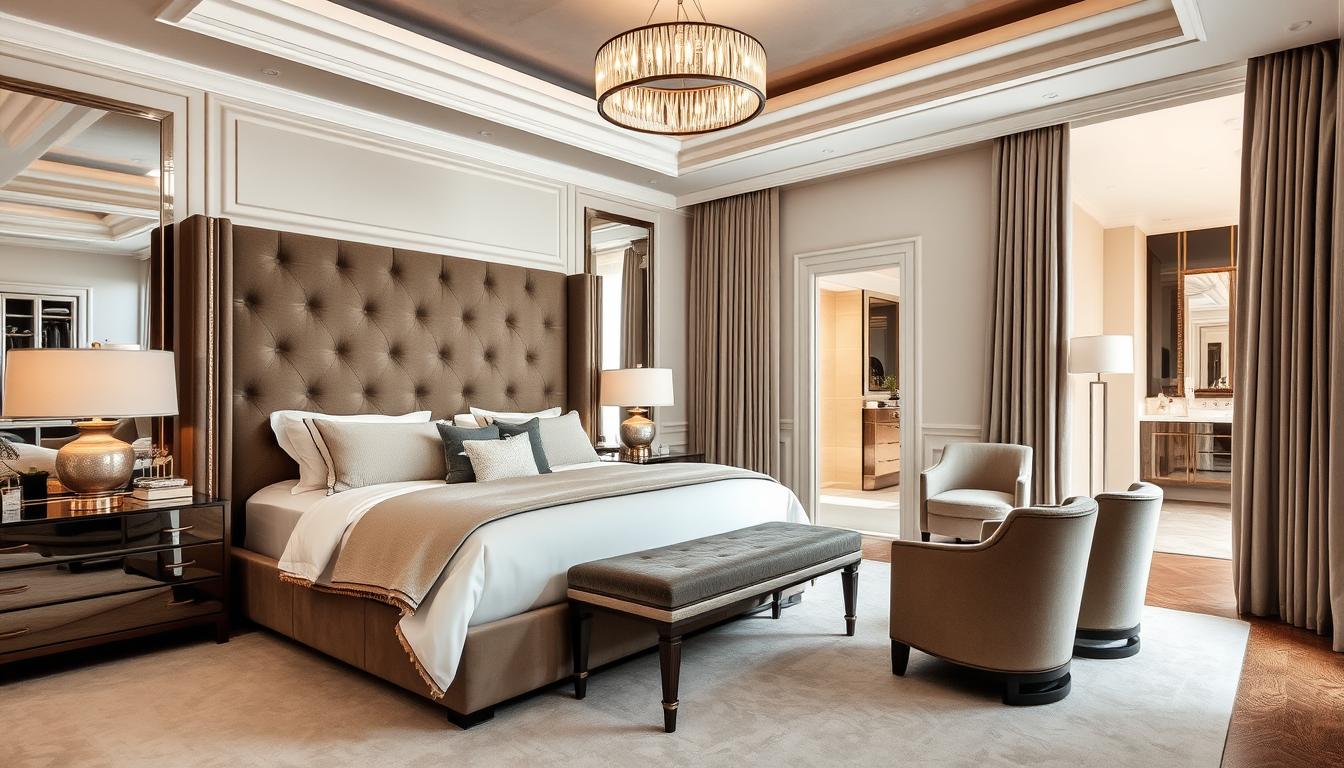 Phòng ngủ chính nhà phố 300m2 phong cách hiện đại luxury