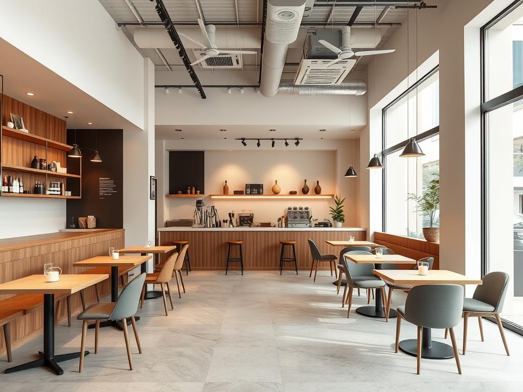 Thi công quán cà phê phong cách hiện đại