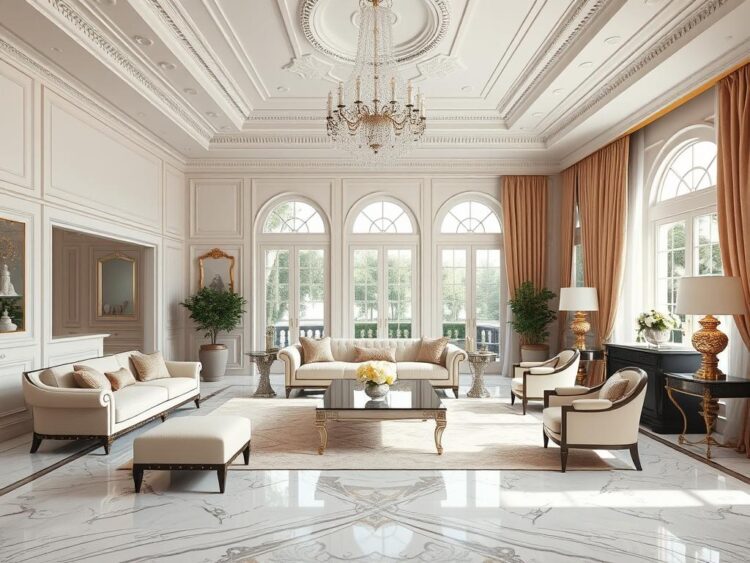 Thiết kế phòng khách cổ điển hiện đại cho nhà phố biệt thự quận 10 330m2