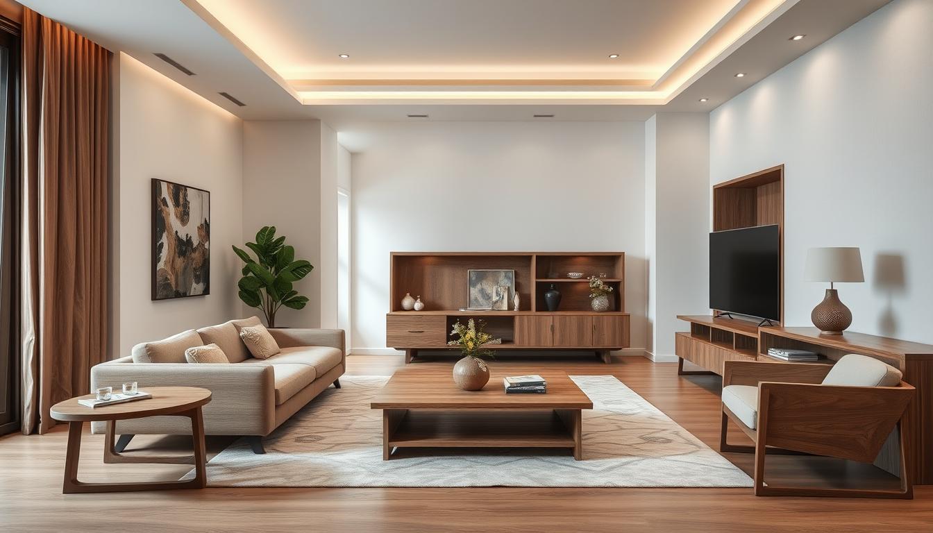 chất liệu gỗ óc chó trong thiết kế nội thất