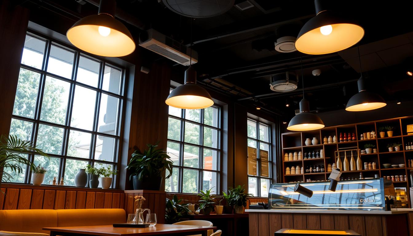 thiết kế ánh sáng quán coffee