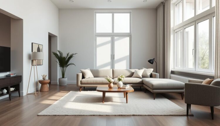 thiết kế phòng khách tối giản