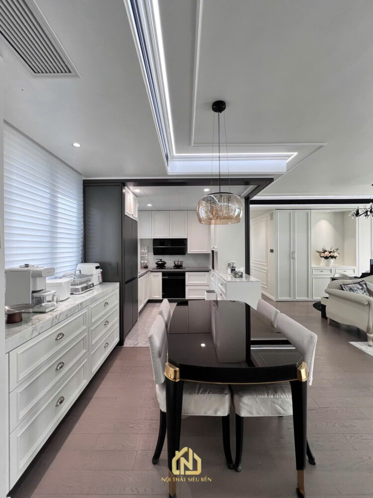 thiết kế nội thất phòng khách The Sun Avenue phong cách tân cổ điển