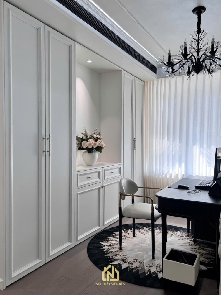 thi công nội thất góc làm việc căn hộ The Sun Avenue